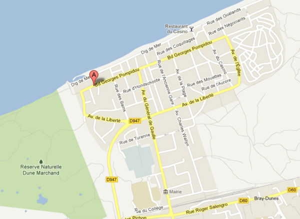 Plan de situation de l`appartement à Bray Dunes